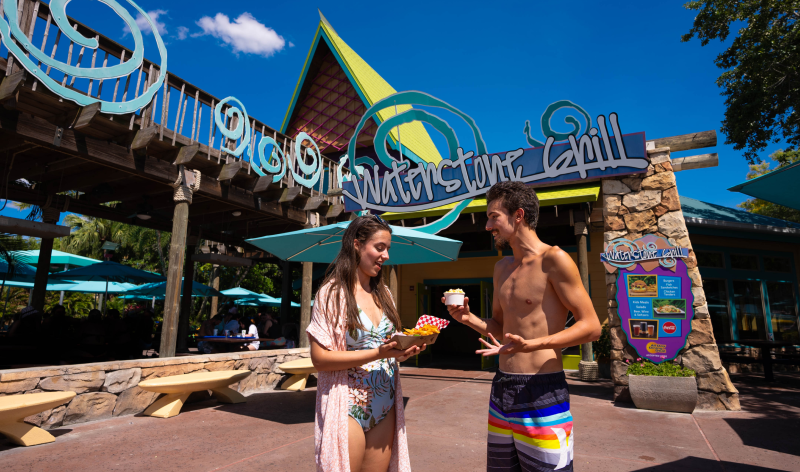 Two people outside Waterstone Grill