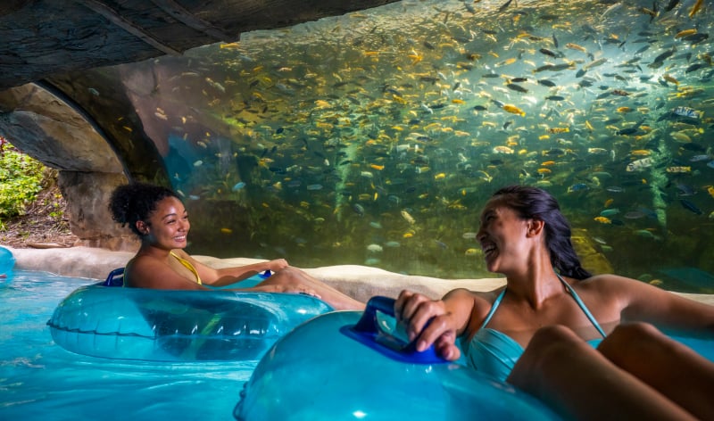 Two people on a lazy river