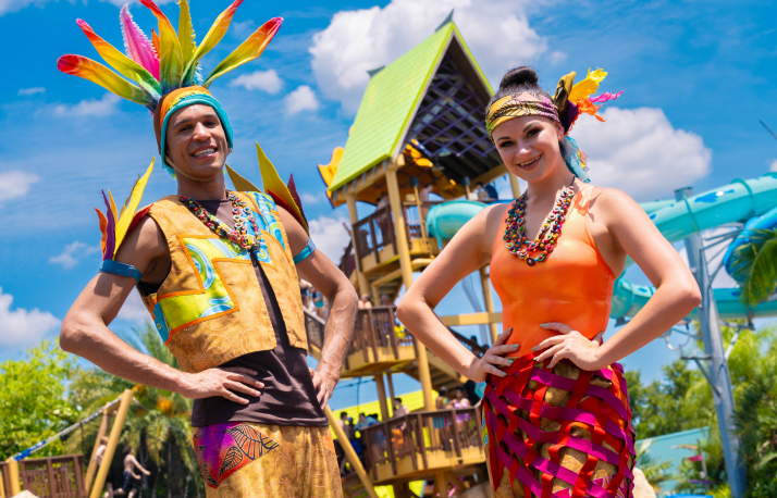Colorful performers at Aquatica Orlando