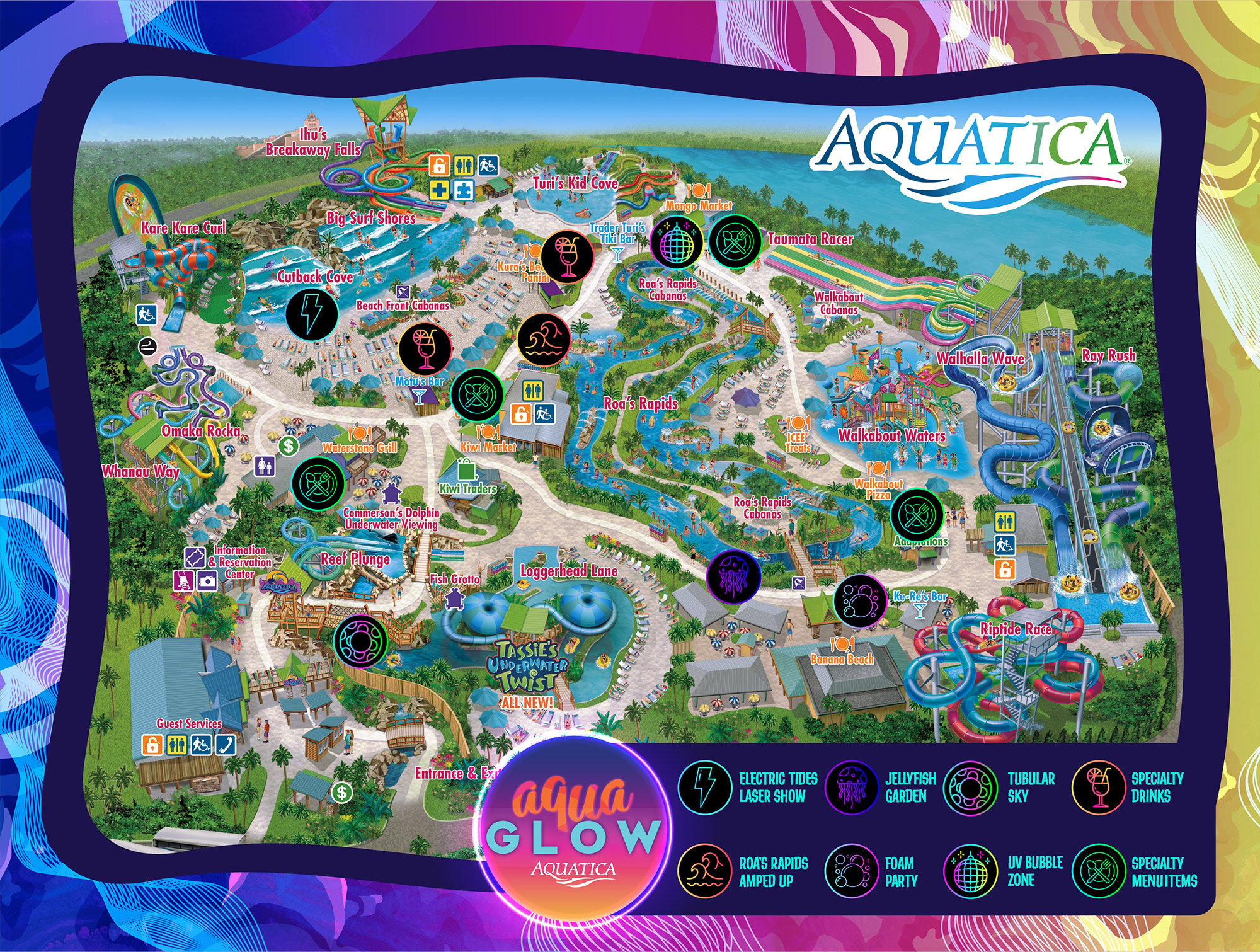Aquatica Orlando AquaGlow 2024 Event Map