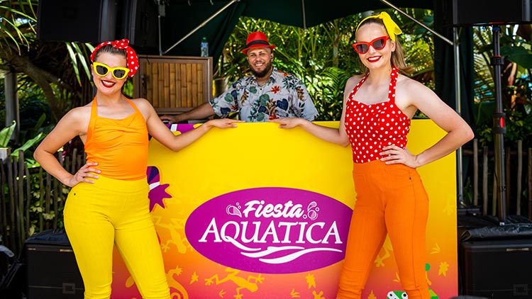 Fiesta Aquatica dancers and DJ