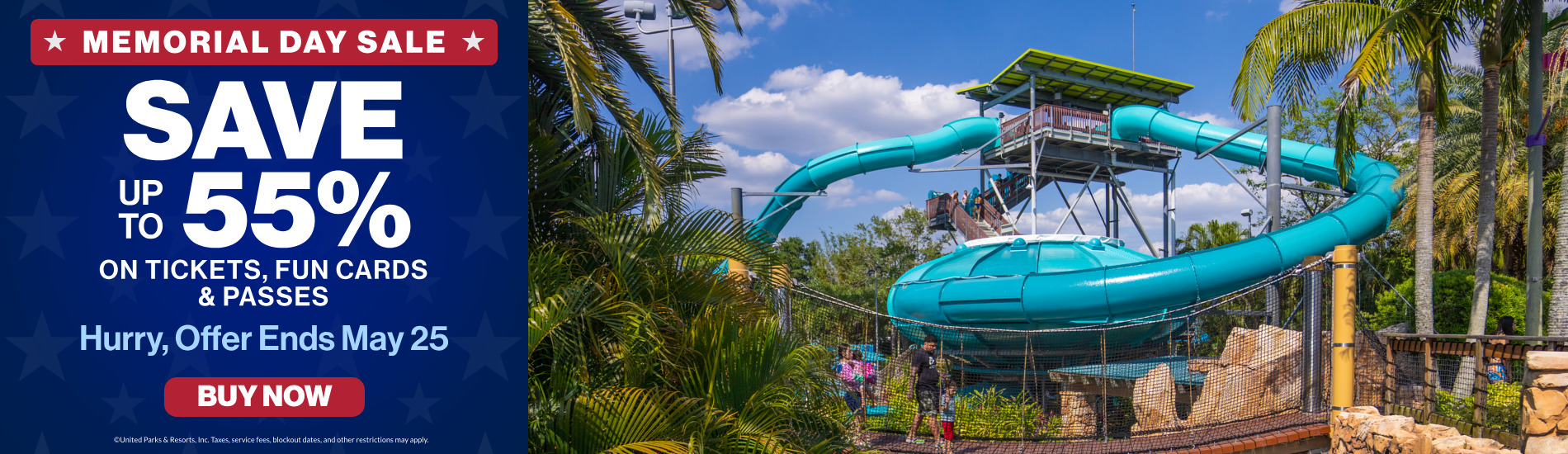Memorial Day Sale Save up to 55% on tickets, fun cards & passes