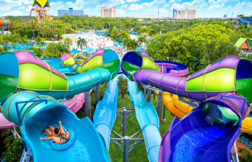 Aerial shot of two water slides