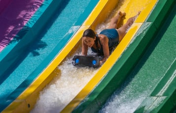 Woman on a water slide