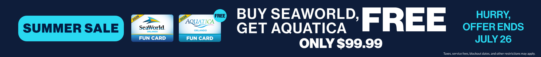 Summer Sale Buy SeaWorld Get Aquatica Free Only $99.99
