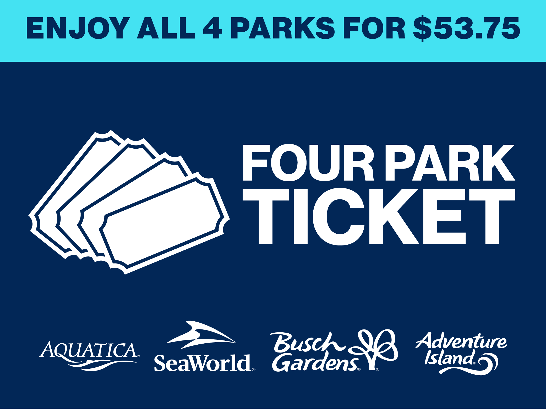 Enjoy all 4 parks for $53.75/park