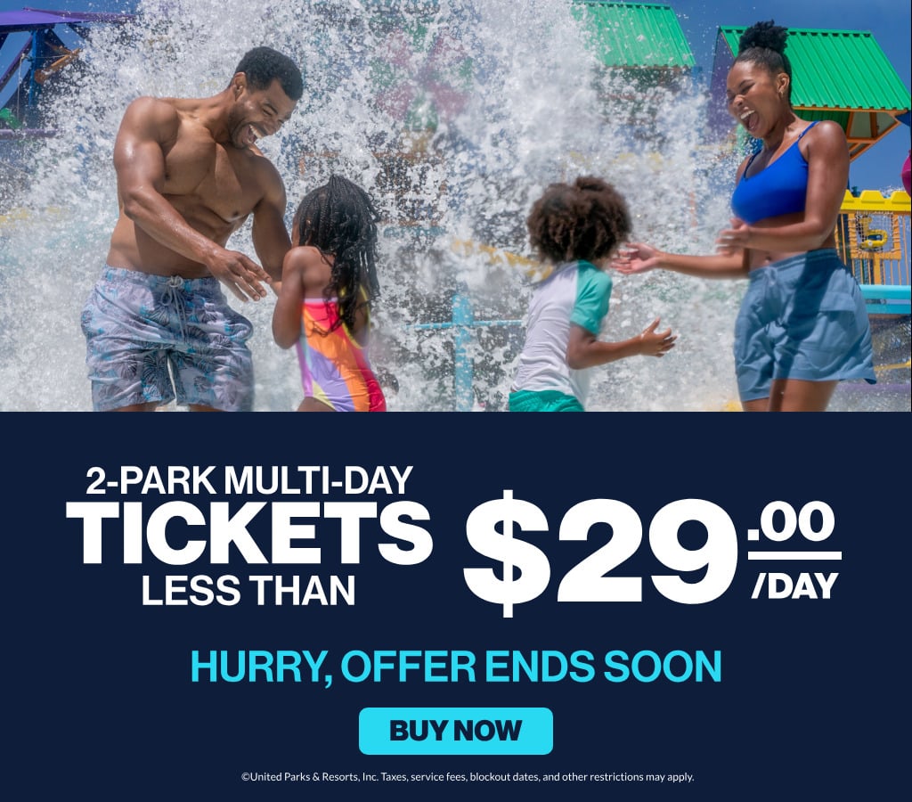 2-Park Multi-Day Tickets Less Than $29.00/day