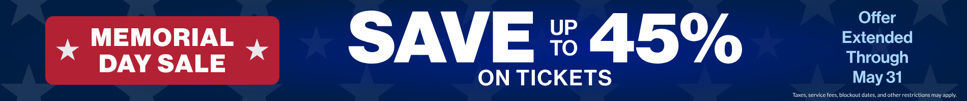 Save up to 45% on Tickets